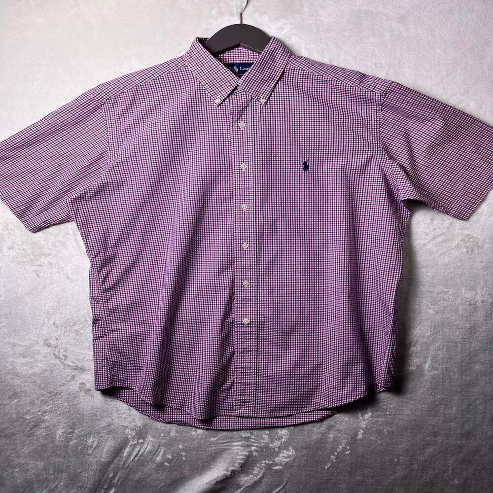 2 x Ralph Lauren Classic Fit Button Down Shirts Men's M Big Oversized Plaid Polo